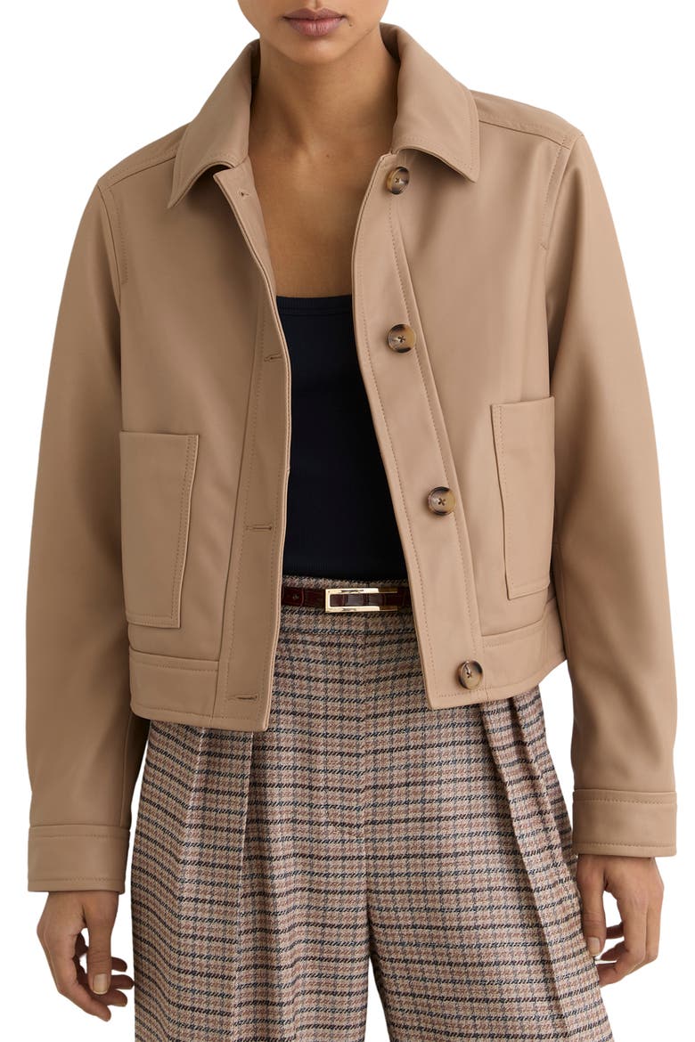 Sonny Leather Crop Jacket, Main, color, NEUTRAL