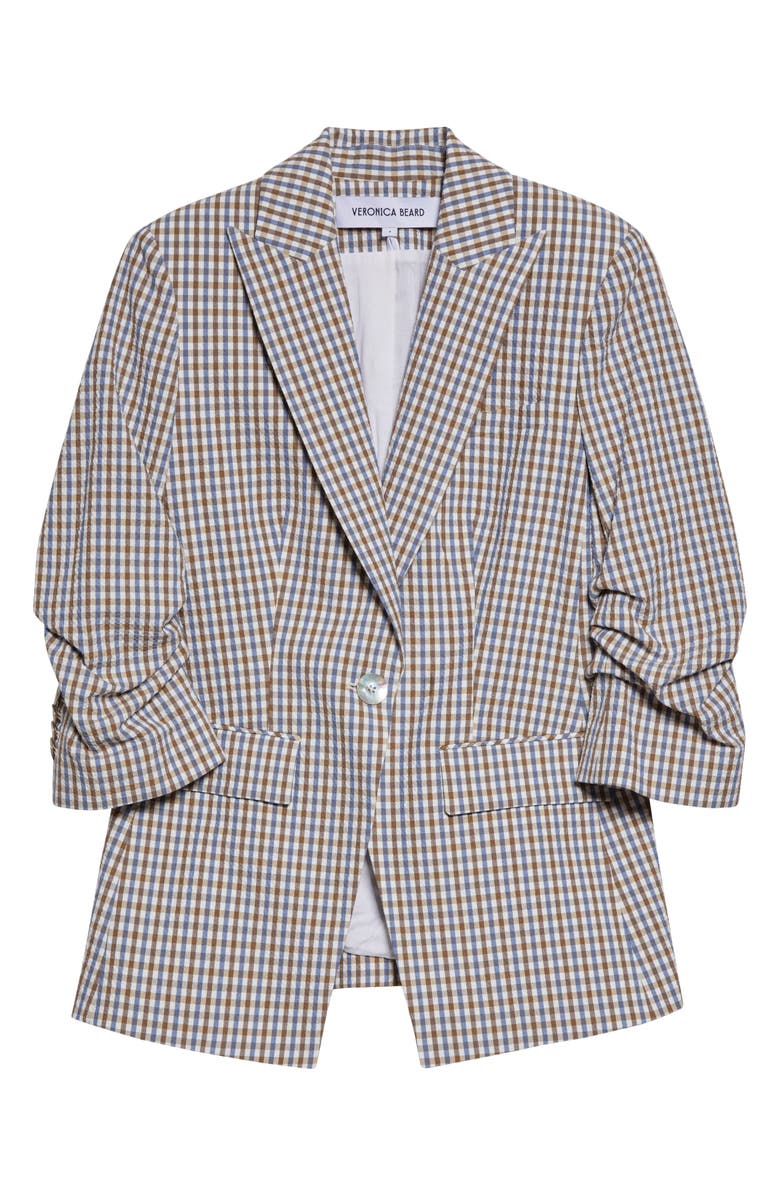 Veronica Beard Clayton Check Stretch Cotton Dickey Jacket, Main, color, Acorn Multi