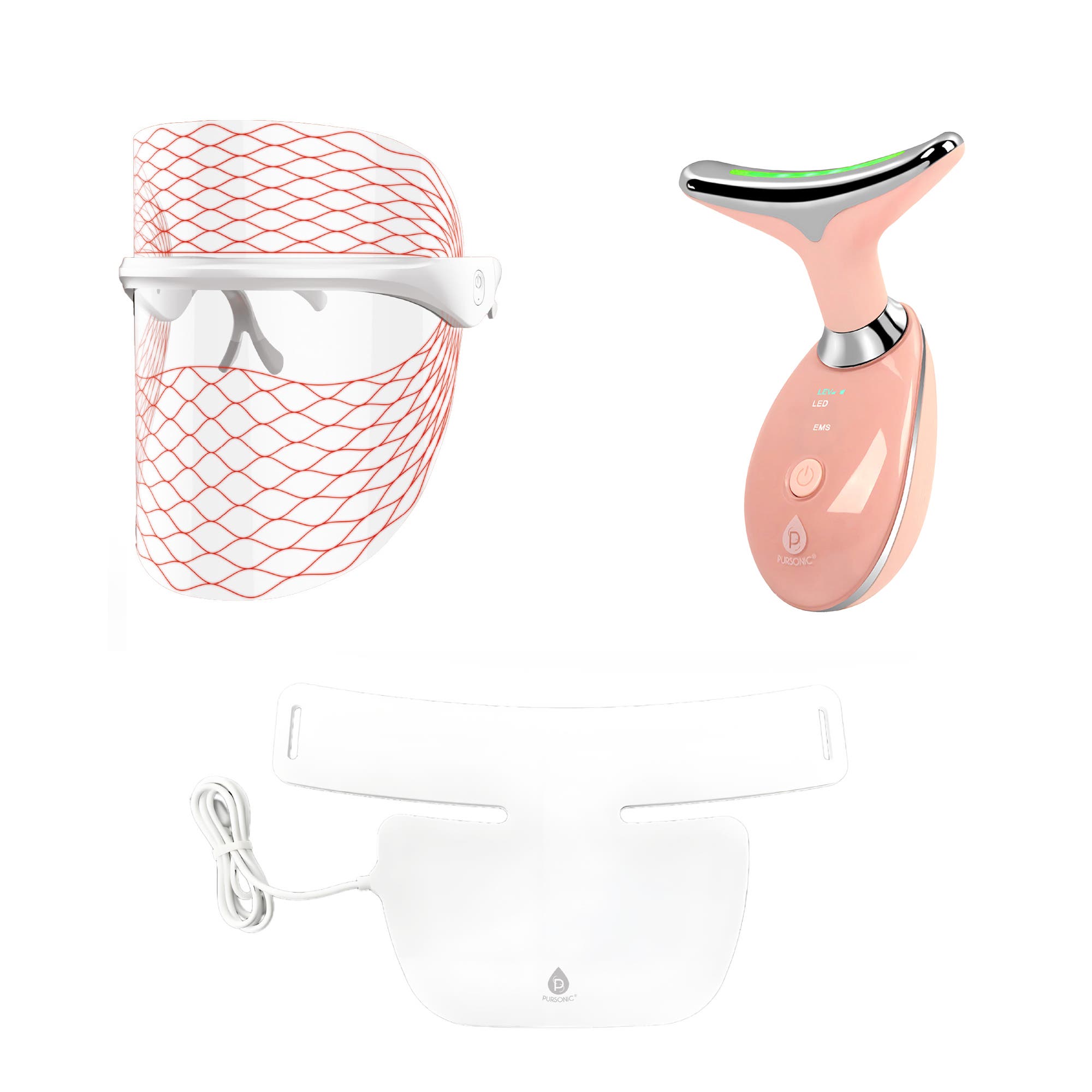 【7in1LEDライト】フェスマスク・ネックケアセット 7-in-1 LED Light Therapy Face Mask, Sculpting Wand, and Neckplate