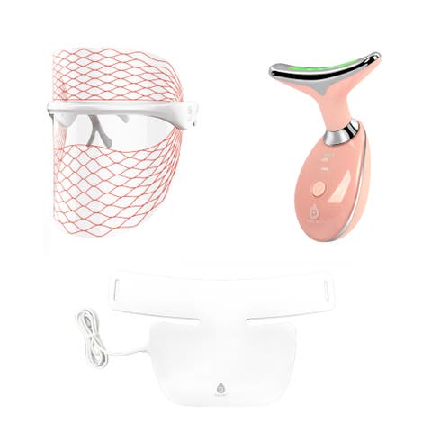 7-in-1 LED Light Therapy Face Mask, Sculpting Wand, and Neckplate