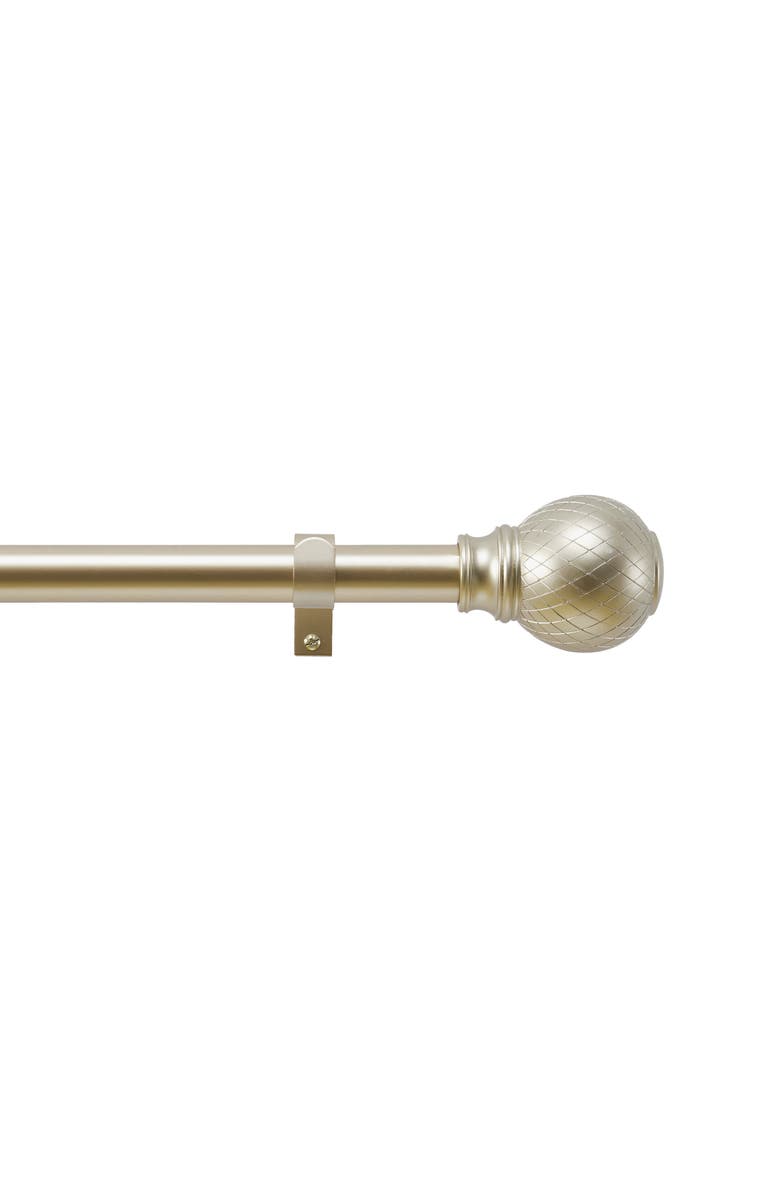 DKNY Griffin Adjustable Curtain Rod & Finial Set, Main, color, Gold