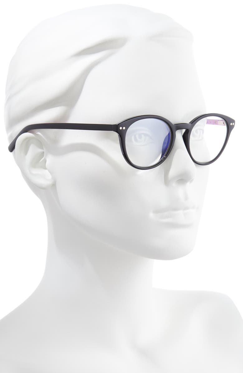 Kate Spade New York kinslee 48mm blue light blocking reading glasses, Alternate, color, Black