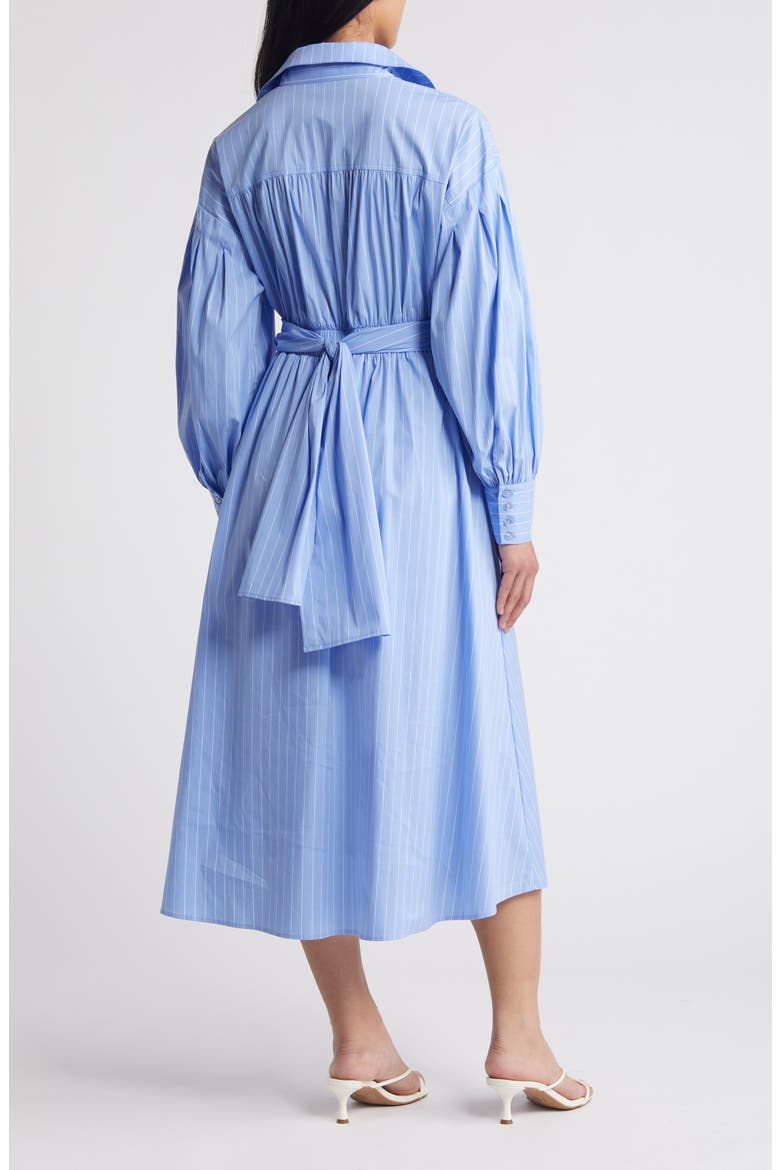Stripe Long Sleeve Cotton Blend Midi Shirtdress, Alternate, color, BLUE