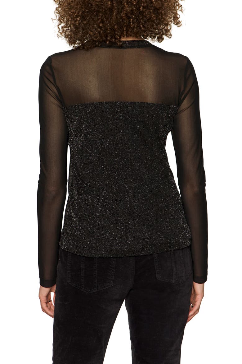 Sparkle Mesh Tee, Alternate, color, BLACK
