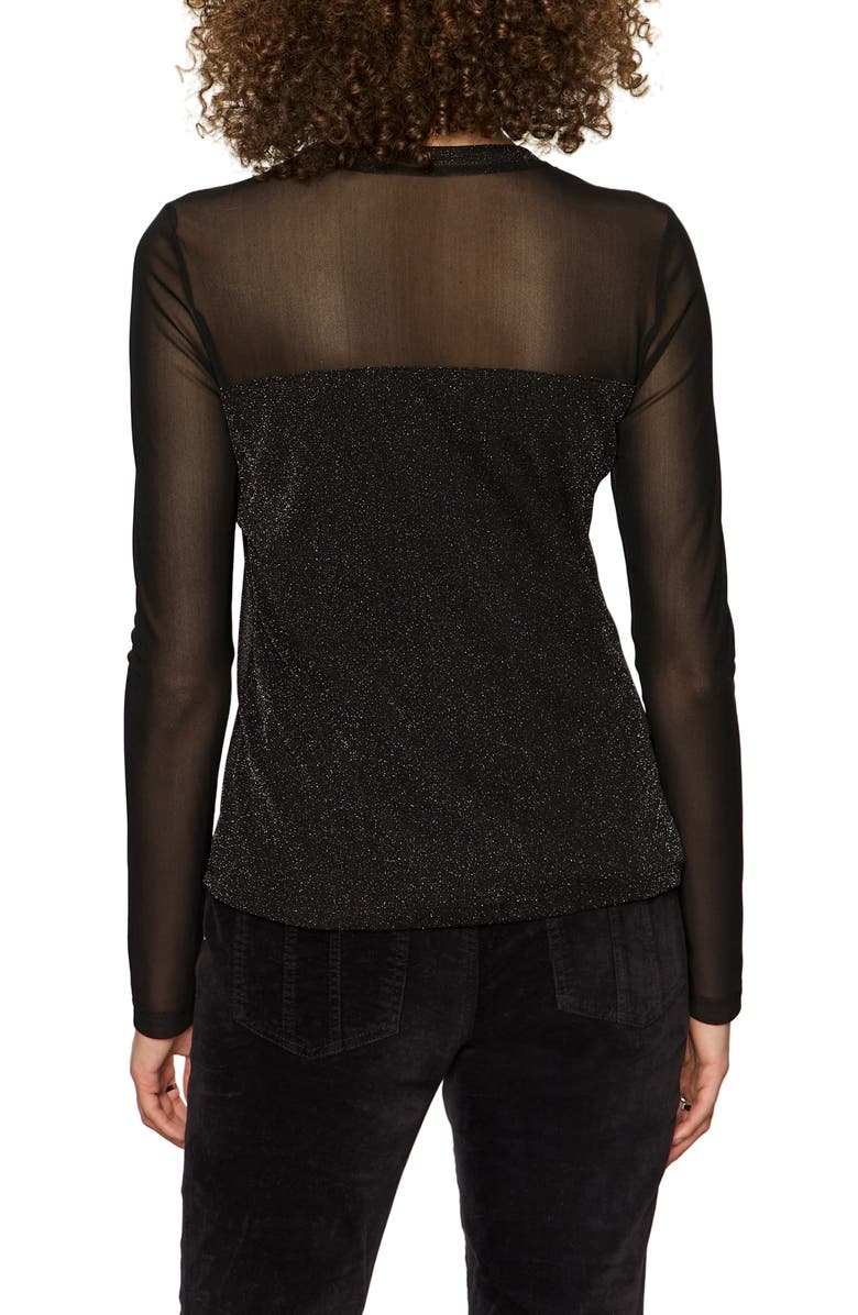 Sanctuary Sparkle Mesh Tee, Alternate, color, Black