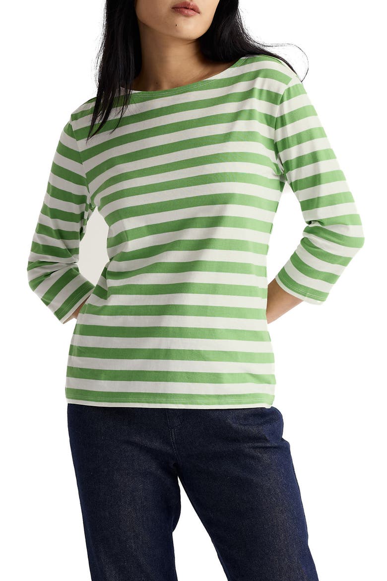 Sailor Stripe Organic Cotton Top, Main, color, SCALLION CLOVER LEAF