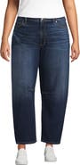 Lands' End Plus Size Soft Denim Mid Rise Relaxed Barrel Ankle Jeans