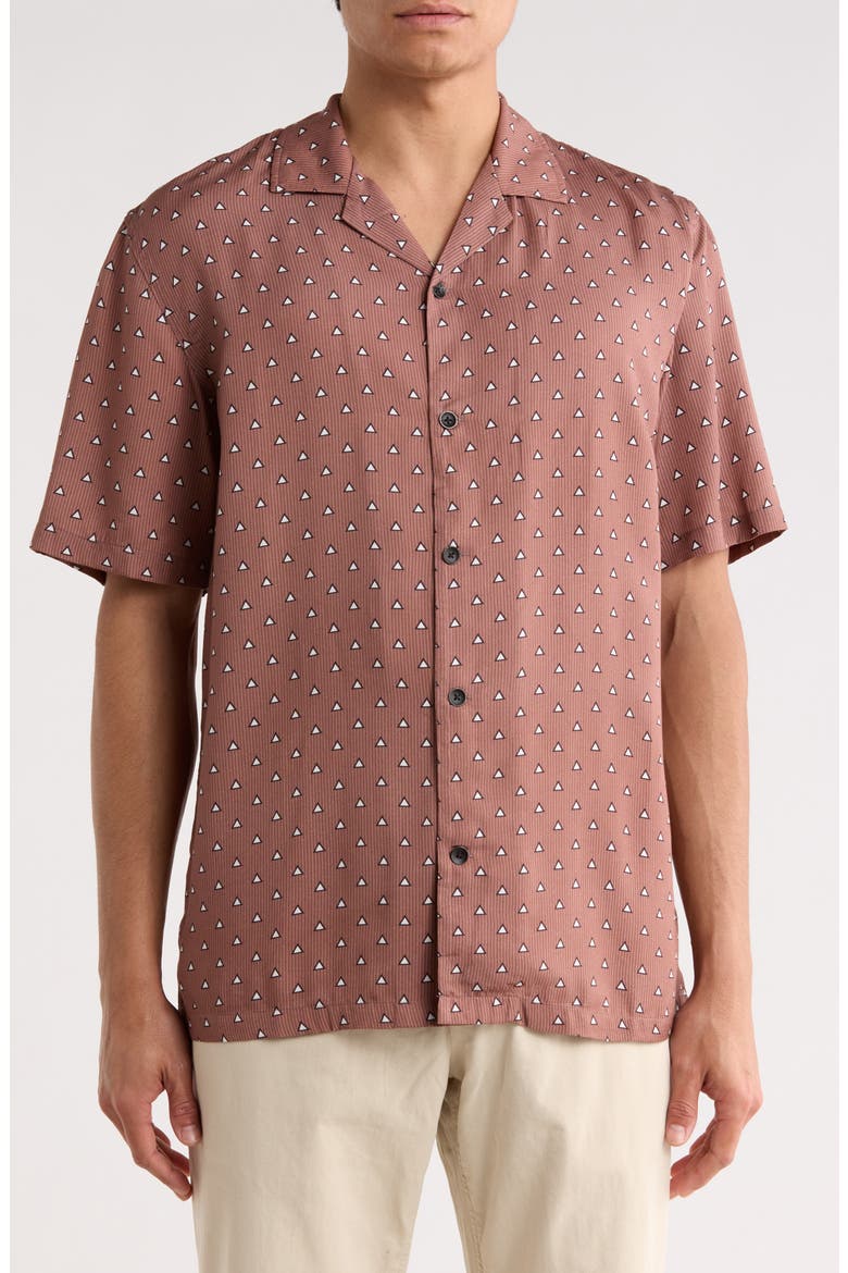 Alan Geo Print Camp Shirt, Main, color, WARM RED MULTI