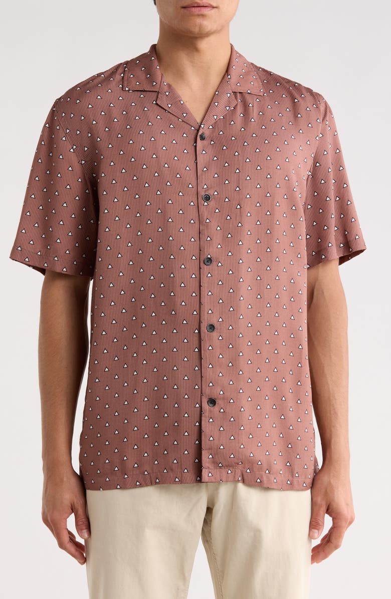 rag & bone Alan Geo Print Camp Shirt, Main, color, Warm Red Multi