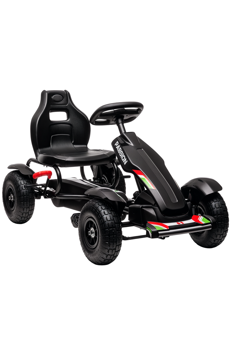 Aosom Kids Pedal Go Kart with Adjustable Seat, Handbrake, Non-Slip Rubber Wheels, Main, color, Black