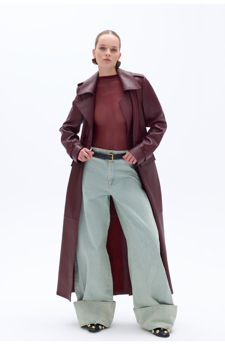 Nocturne Faux Leather Trench Coat, Alternate, color, 