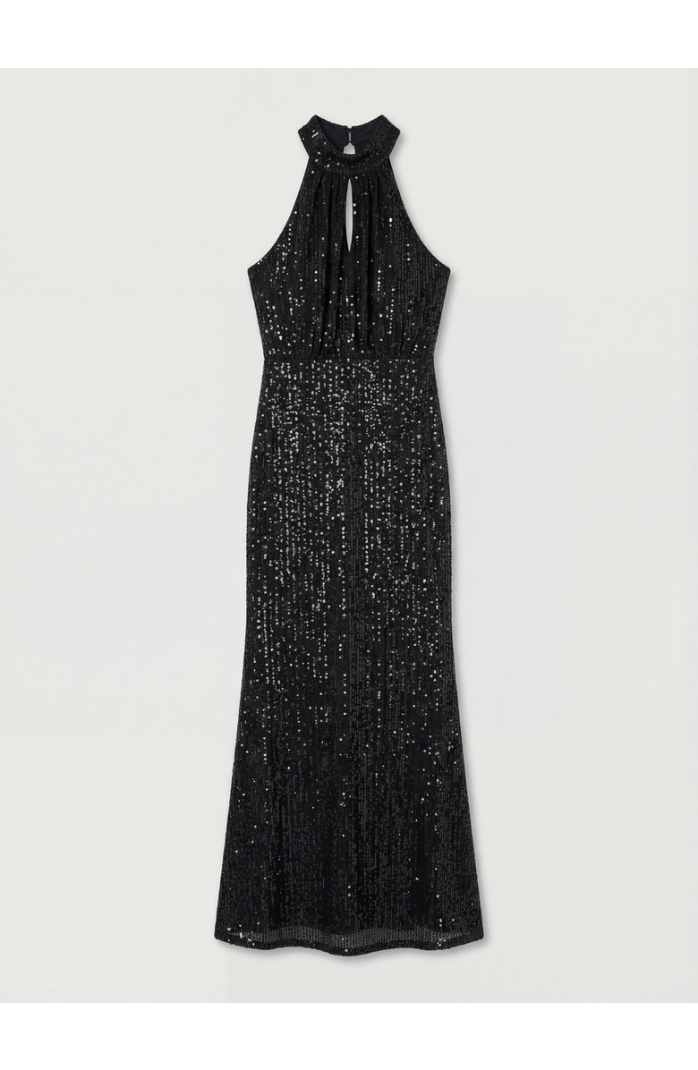 Coast Halterneck Sequin Bridesmaid Maxi Dress, Alternate, color, Black