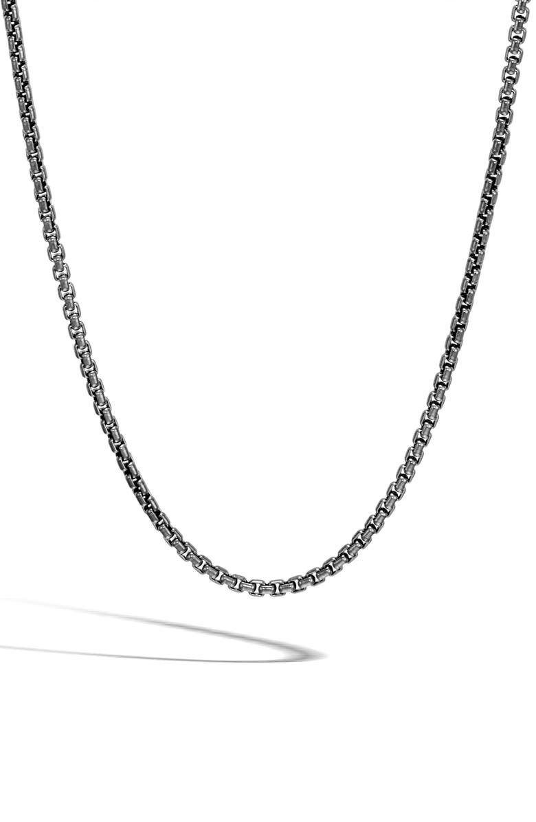 John Hardy Men's Classic Box Chain Necklace, Main, color, Black Rhodium