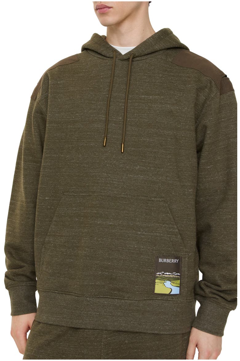 Landscape Label Cotton Hoodie, Main, color, Thorn green melange