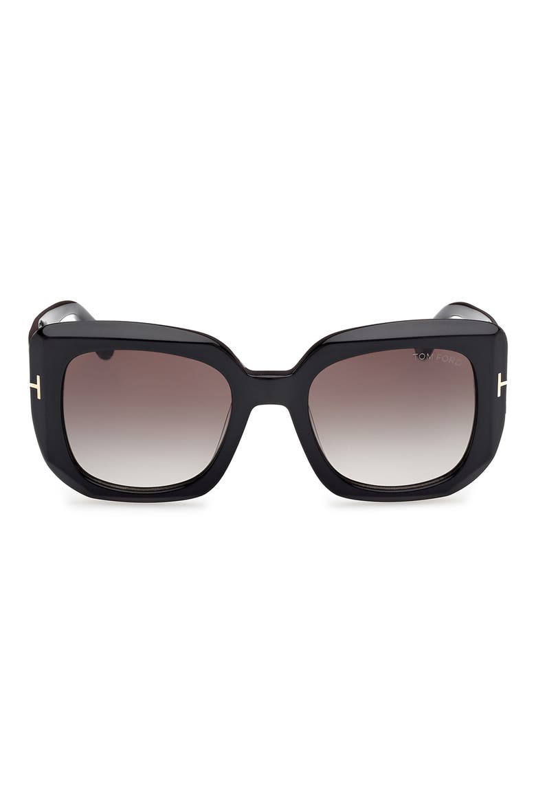 Carla 52mm Square Sunglasses, Main, color, SHINY BLACK ECO / SMOKE LENSES
