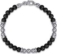 Gabriel & Co. Men's Bujukan Sterling Silver & Onyx Beaded Bracelet
