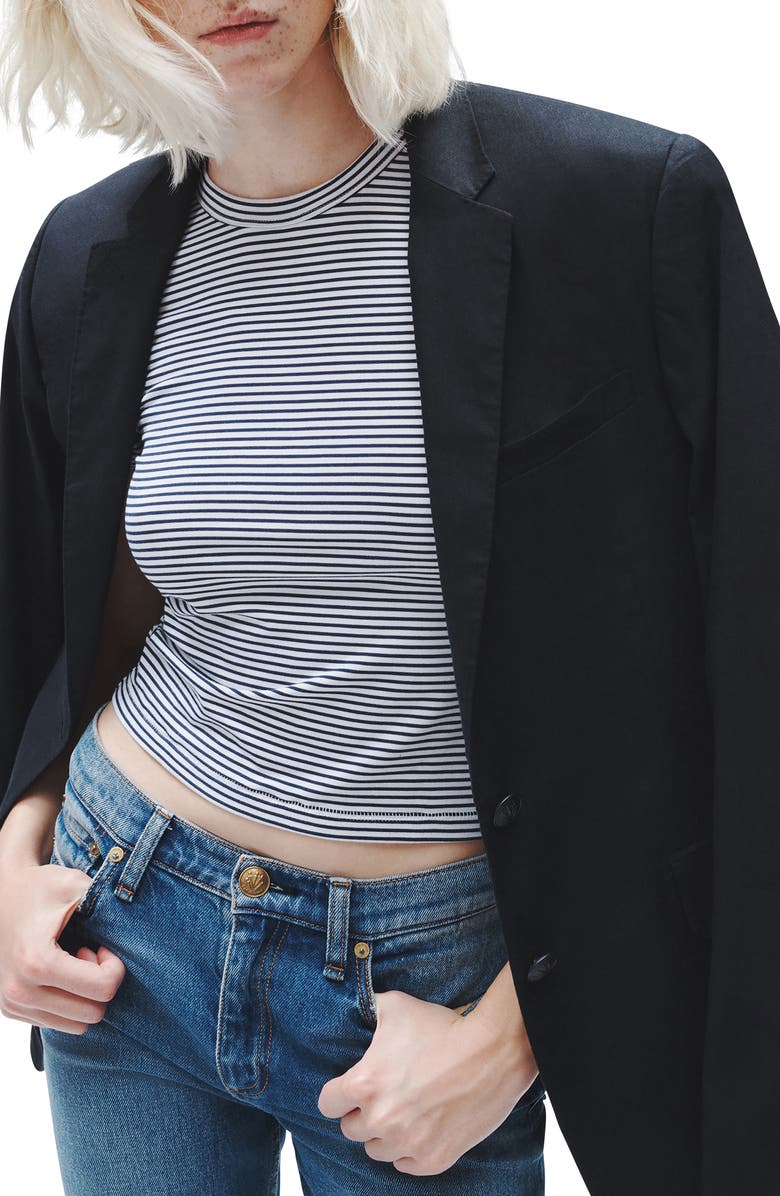 rag & bone Luca Stripe Baby Tee, Alternate, color, Blackwht