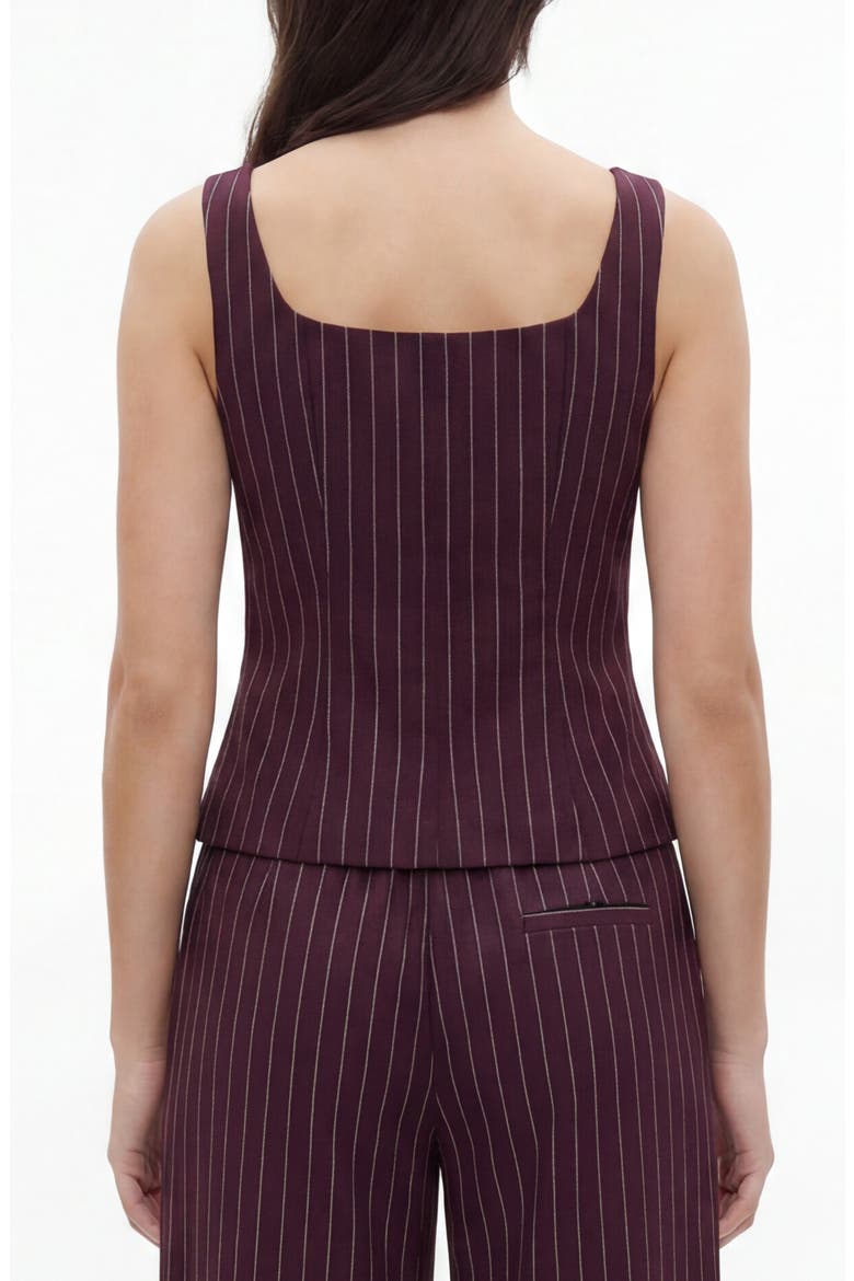 Fernanda Stripe Zip-Up Top, Alternate, color, BURGUNDY/ WHITE PINSTRIPE