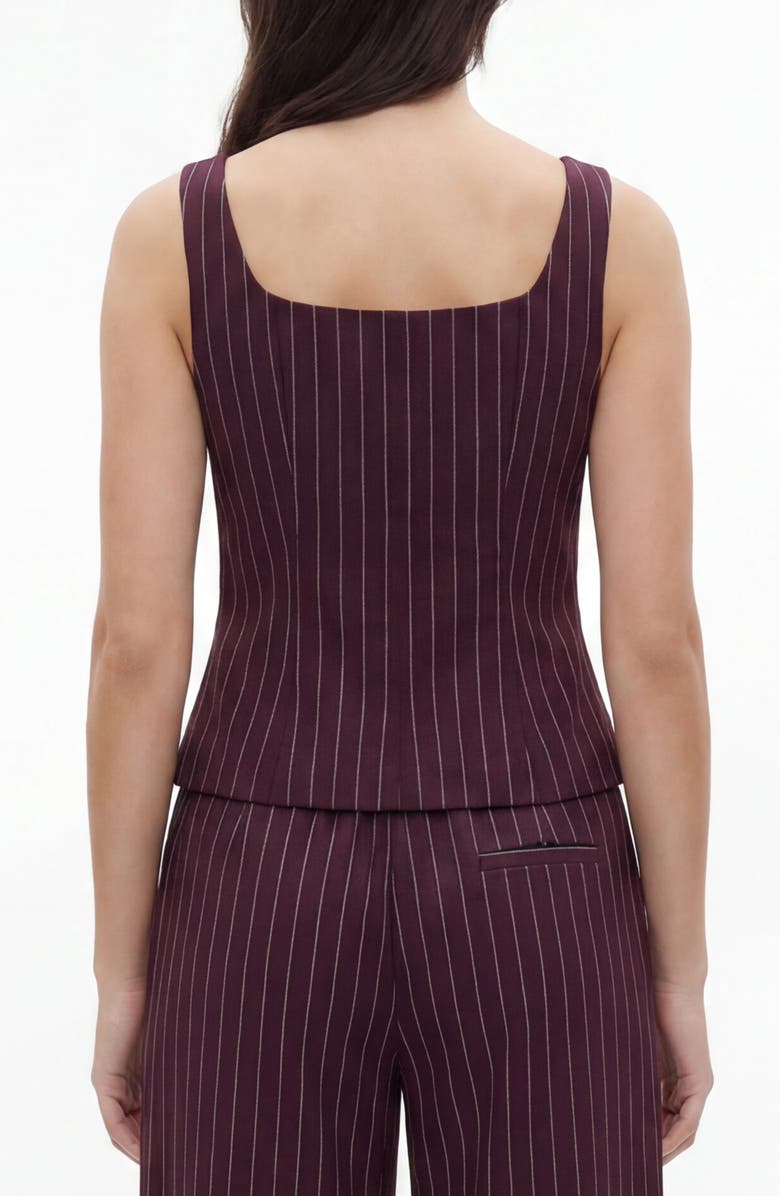BY DESIGN Fernanda Stripe Zip-Up Top, Alternate, color, Burgundy/ White Pinstripe