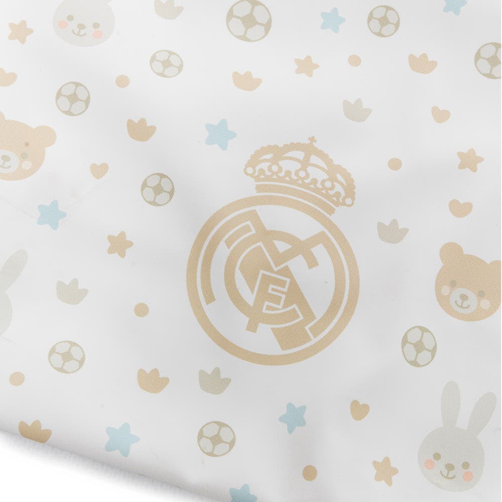 Miniland Real Madrid Kiddie Sack Drawstring Bag for Little Soccer Fans, Alternate, color, Beige