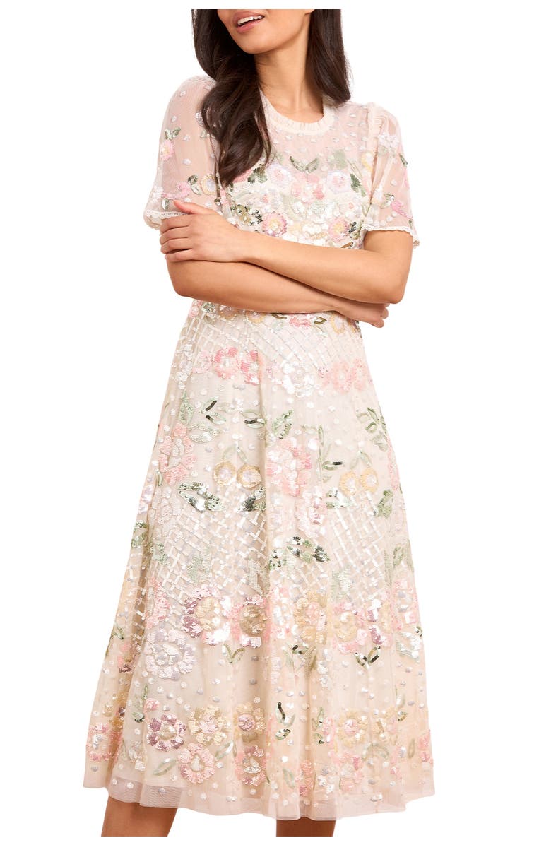 Needle 
Thread Rosalie Long Sleeve Ankle Gown, Alternate, color, Cream