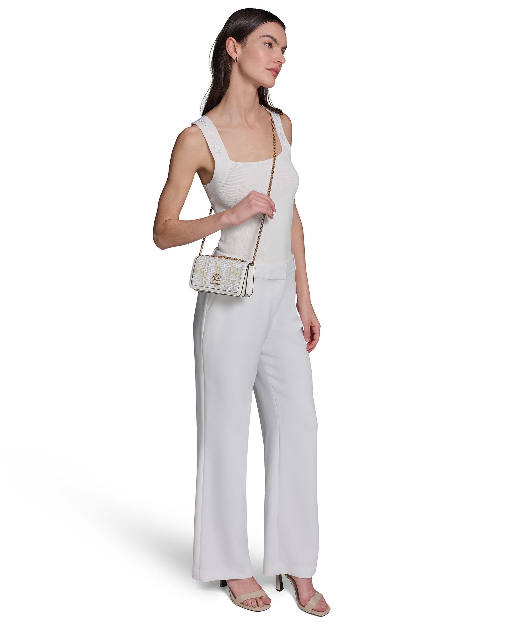 Kosette Boucle+Sequins Crossbody, Alternate, color, Winter White