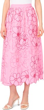 Parker Floral Embroidery Midi Skirt