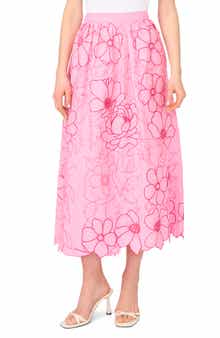 Parker Floral Embroidery Midi Skirt
