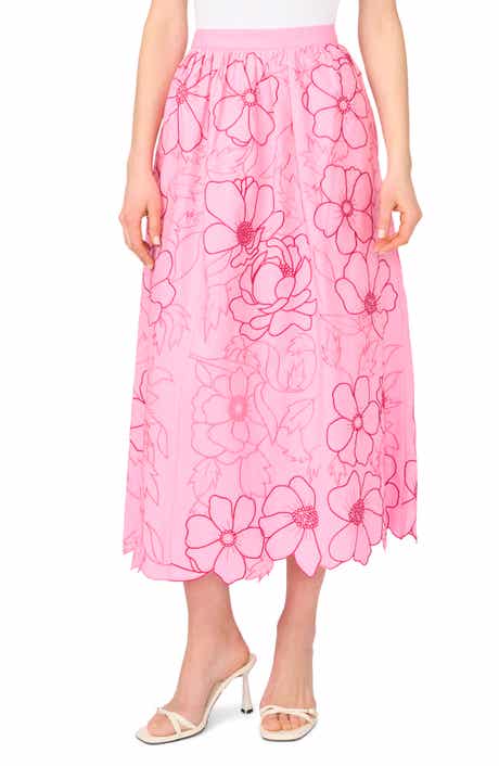 Parker Floral Embroidery Midi Skirt