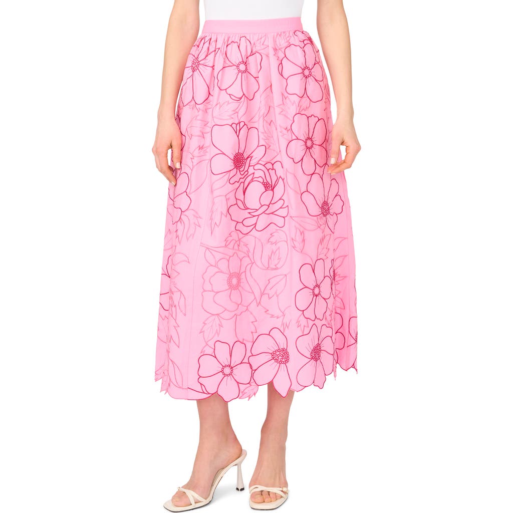 Parker Floral Embroidery Midi Skirt in Sachet Pink at Nordstrom Rack, Size Medium