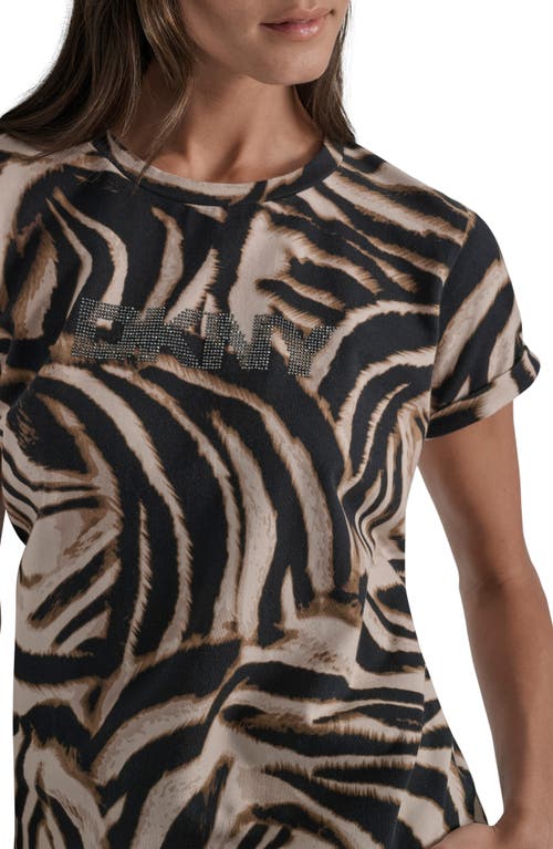 Dkny Abstract Zebra Print Stretch Cotton Top In Multi