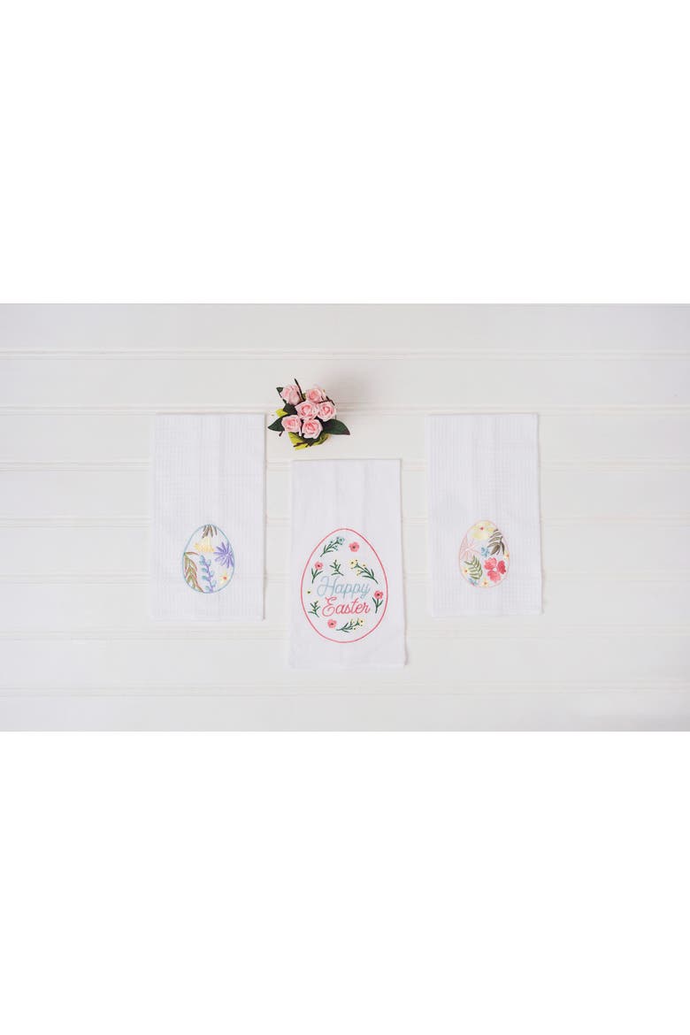 Floral & Vine Easter Egg Kitchen and Bathroom Embroidered Waffle Hand Towel, Alternate, color, Blue