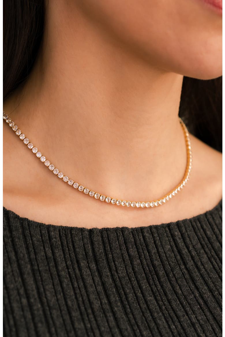 3mm Tennis Necklace, Alternate, color, 18k Gold Plated