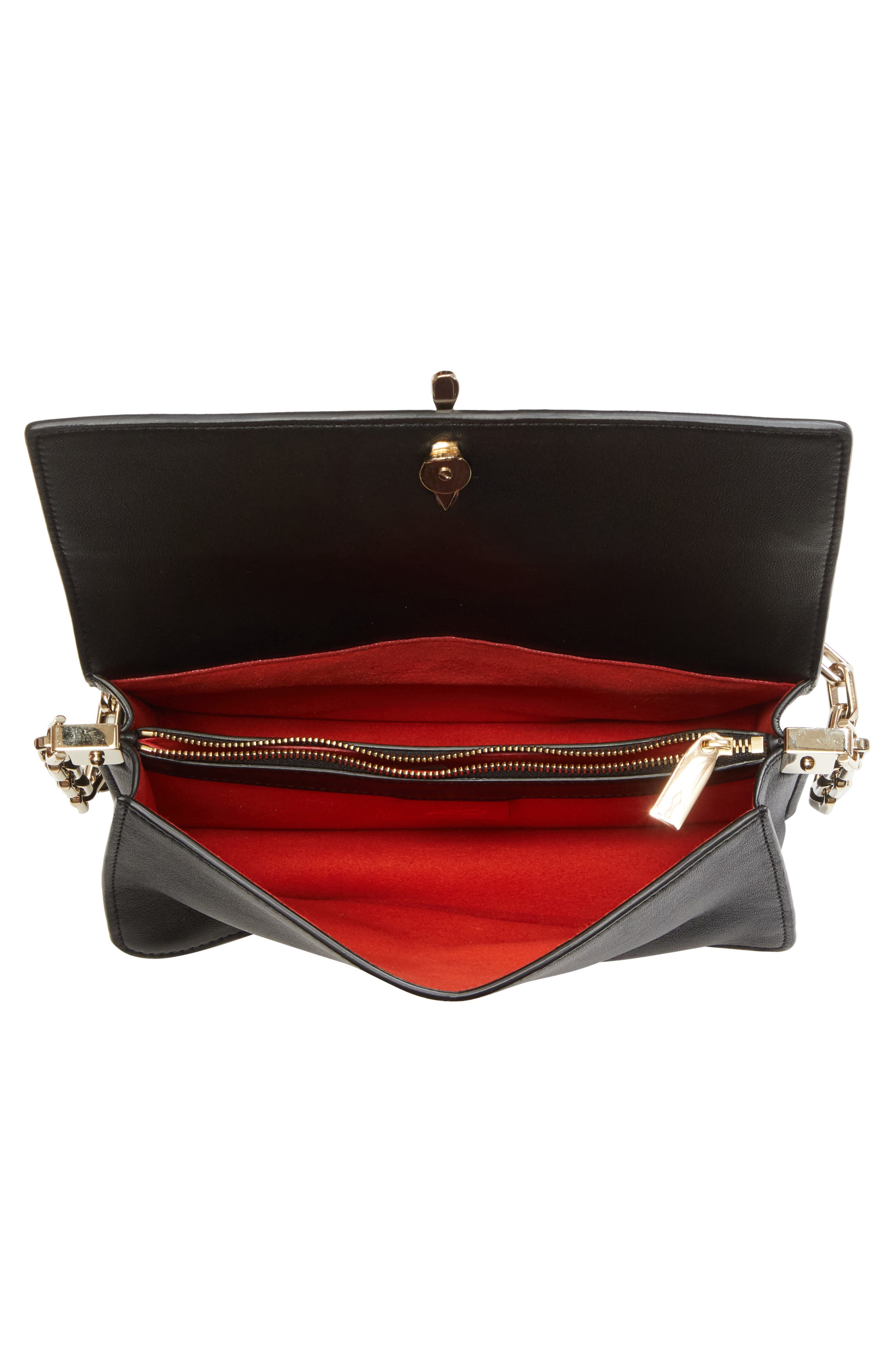 Christian Louboutin Bettina Leather Shoulder Bag, Alternate, color, Black/ Gold