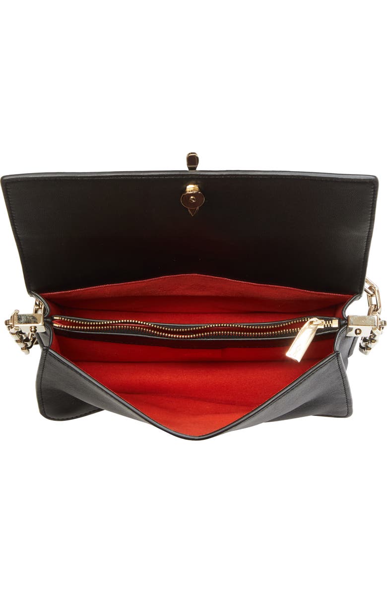 Christian Louboutin Bettina Leather Shoulder Bag, Alternate, color, Black/ Gold