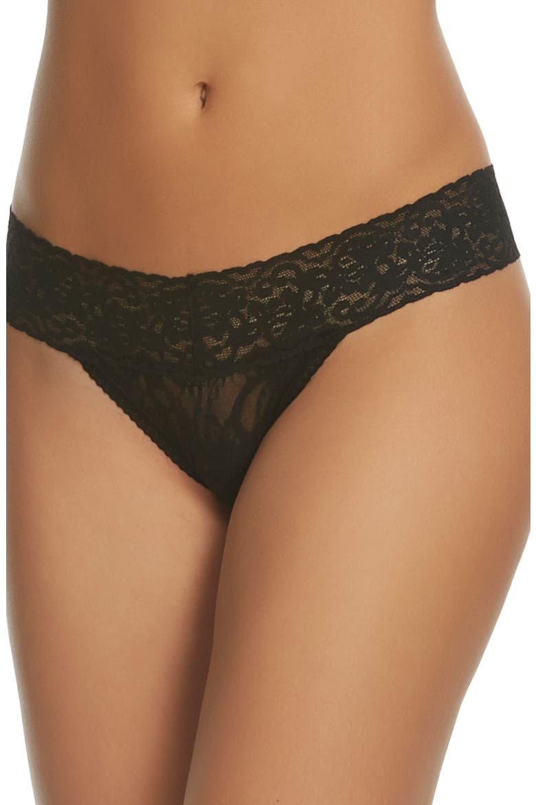 Lace Thong - Pack of 3, Main, color, BLACK