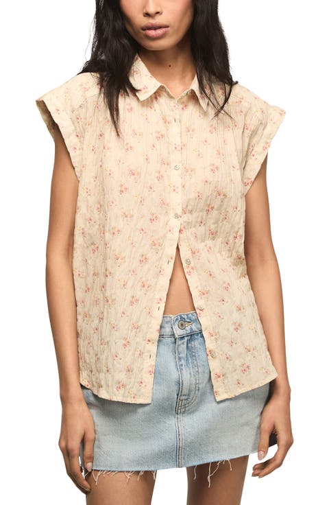 Floral Stretch Cotton Button-Up Shirt