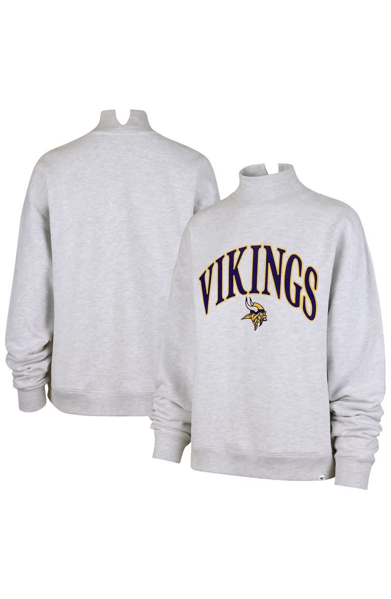 '47 Women's '47 Heather Gray Minnesota Vikings Vantage Mock Neck Pullover Sweatshirt, Alternate, color, 