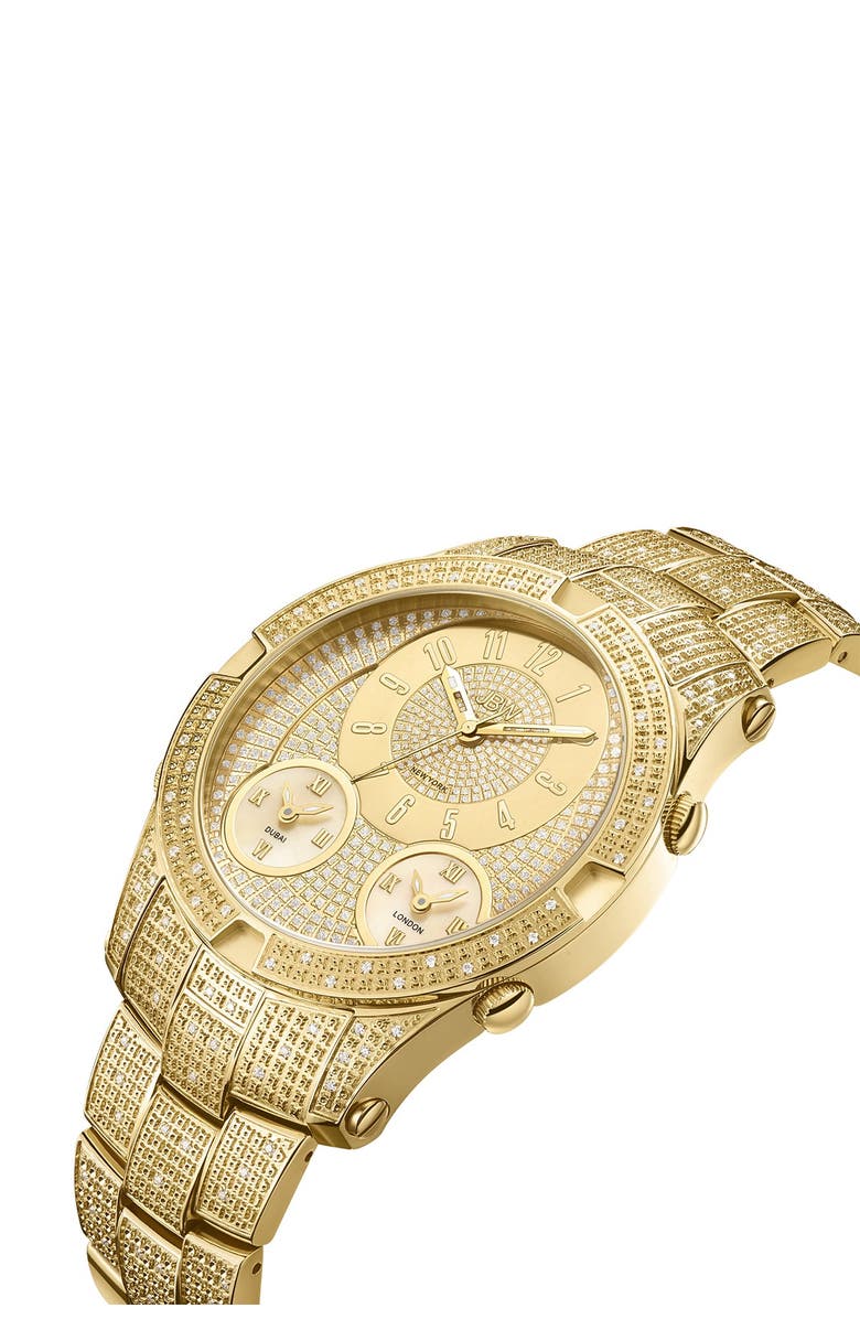 JBW Jet Setter III Diamond Bracelet Watch, 46mm, Alternate, color, Gold