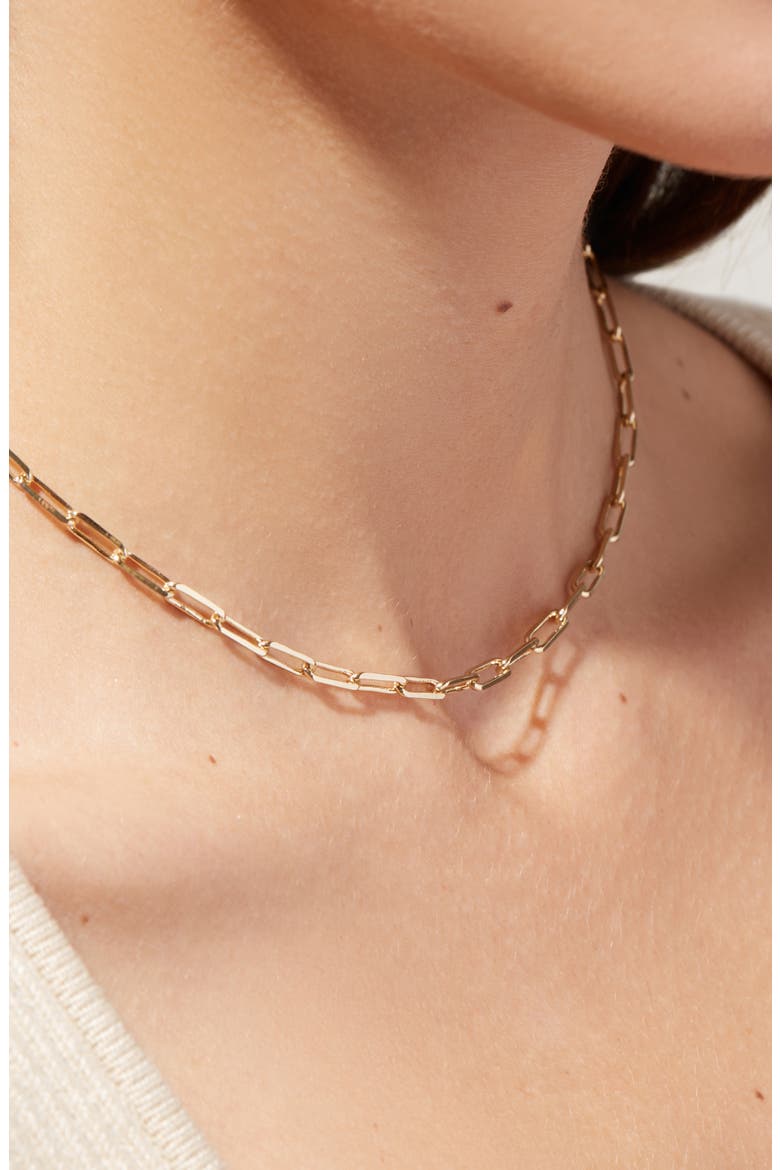 Paper Clip Chain Necklace, Alternate, color, GOLD