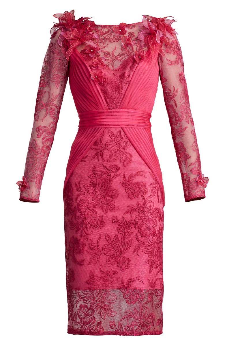 Tadashi Shoji Floral Appliqué Long Sleeve Cocktail Dress, Alternate, color, 