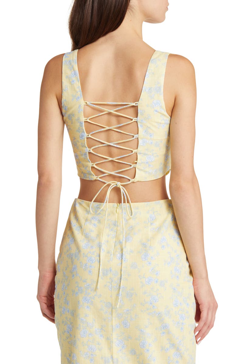 YELLOW THE LABEL Andie Linen Crop Corset Top, Alternate, color,