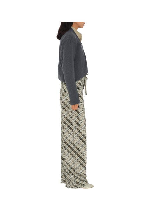 Burberry Cotton Pants Checked Pattern Trousers In Husk