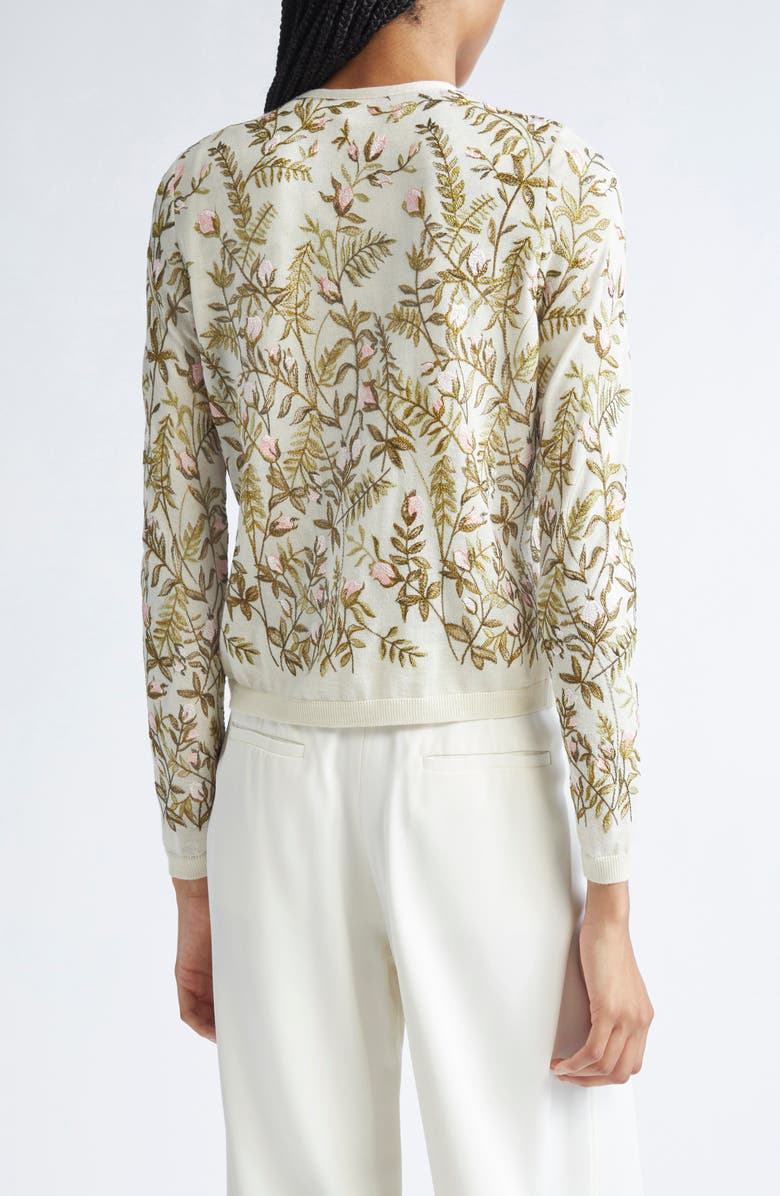 Giambattista Valli Floral Embroidered Cashmere & Silk Cardigan, Alternate, color, Ivory