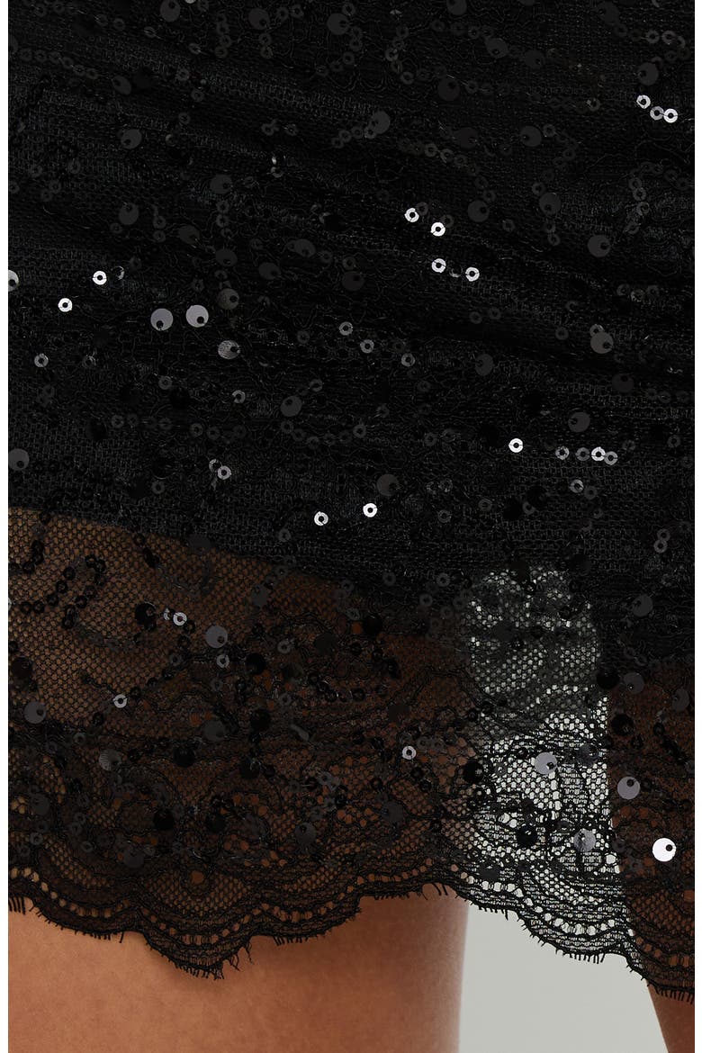 Ambrosa Sequin Lace Mini Skort, Alternate, color, BLACK