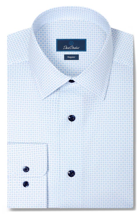 Slim Fit Stretch Cotton Neat Print Dress Shirt