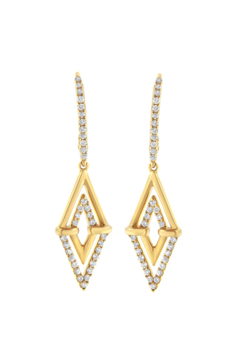 Haus of Brilliance 14K Yellow Gold 3/8 Ct Double Triangle Drop and Dangle Diamond Earrings, Main, color, Yellow