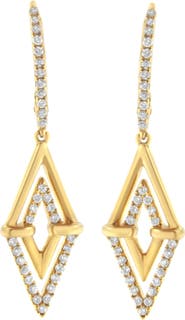 Haus of Brilliance 14K Yellow Gold 3/8 Ct Double Triangle Drop and Dangle Diamond Earrings