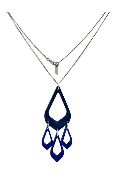 Feather Drop Pendant - Midnight Blue Swirl & Sapphire