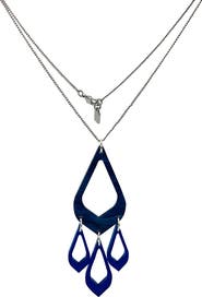 Toolally Feather Drop Pendant - Midnight Blue Swirl & Sapphire